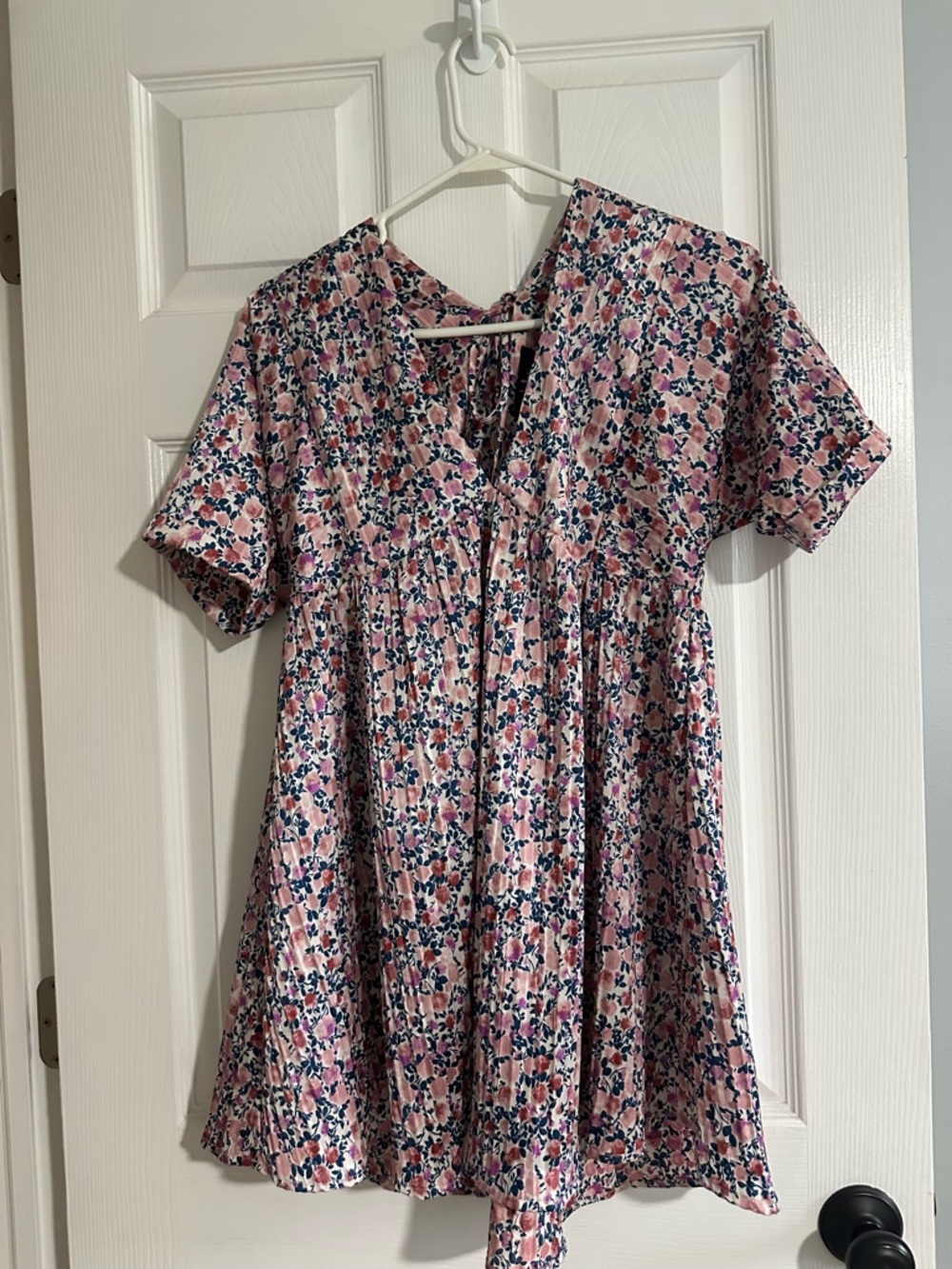Lulus Floral Pink Short Sleeve Babydoll Dress